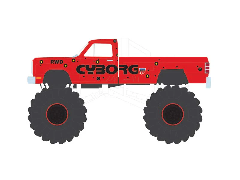 1990 Dodge Ram D250 Cyborg Monster Truck (Kings of Crunch Series 16) Diecast 1:64 Scale Model - Greenlight 49160E - Image 10