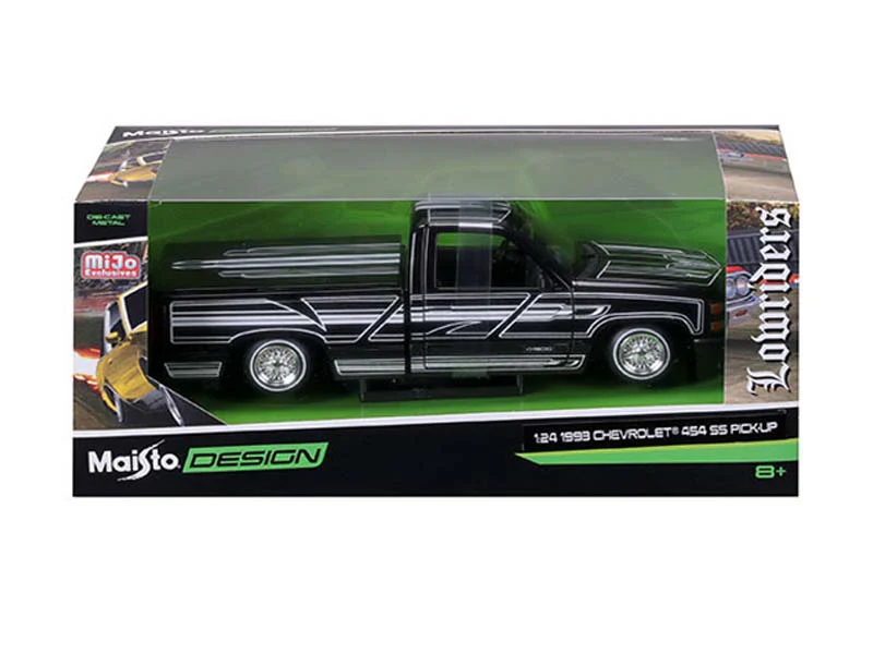 1993 Chevrolet 454 SS Pickup Lowrider – Black (Design Lowriders) Diecast 1:24 Scale Model - Maisto 32550BK - Image 2