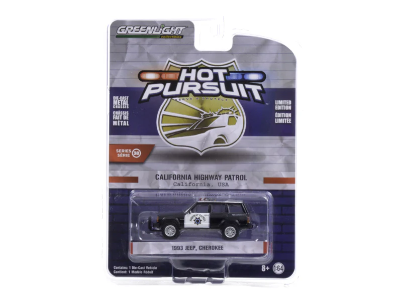 1993 Jeep Cherokee California Highway Patrol "Hot Pursuit Series 38" Diecast 1:64 Scale Model - Greenlight 42960B - Image 2