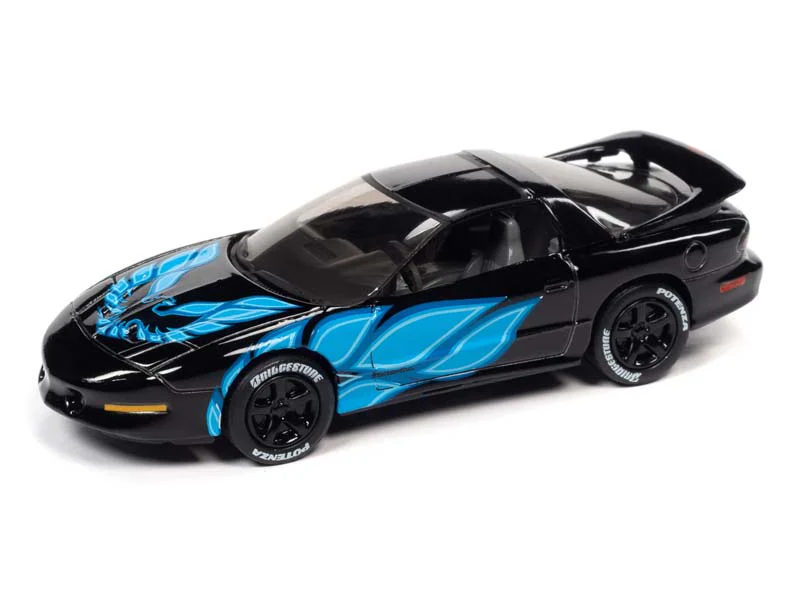 1993 Pontiac Firebird T/A Black w/ Blue Firebird Flames (Street Freaks) Diecast 1:64 Scale Model - Johnny Lightning JLSP210