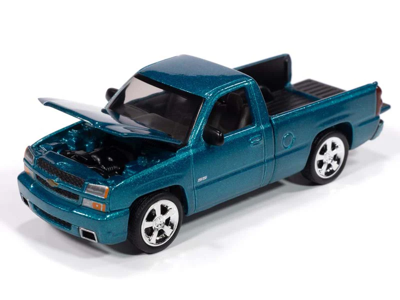 2005 Chevy Silverado SS Custom (Single Cab) Teal Turquoise Metallic (Premium 2025 Release Version A) Diecast 1:64 Scale Model - Auto World AWSP190A - Image 2