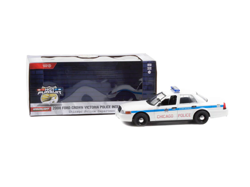 2008 Ford Crown Victoria Police Interceptor - City of Chicago Police Department (Hot Pursuit Series 3) Diecast 1:24 Scale Model - Greenlight 85533 - Image 2