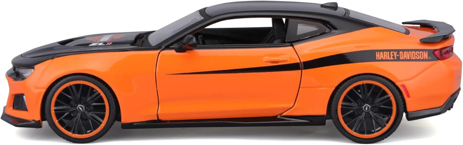 2017 Chevrolet Camaro ZL1 - Orange w/ Black Top (Harley-Davidson Custom) Diecast 1:24 Scale Model - Maisto 32271OR - Image 5