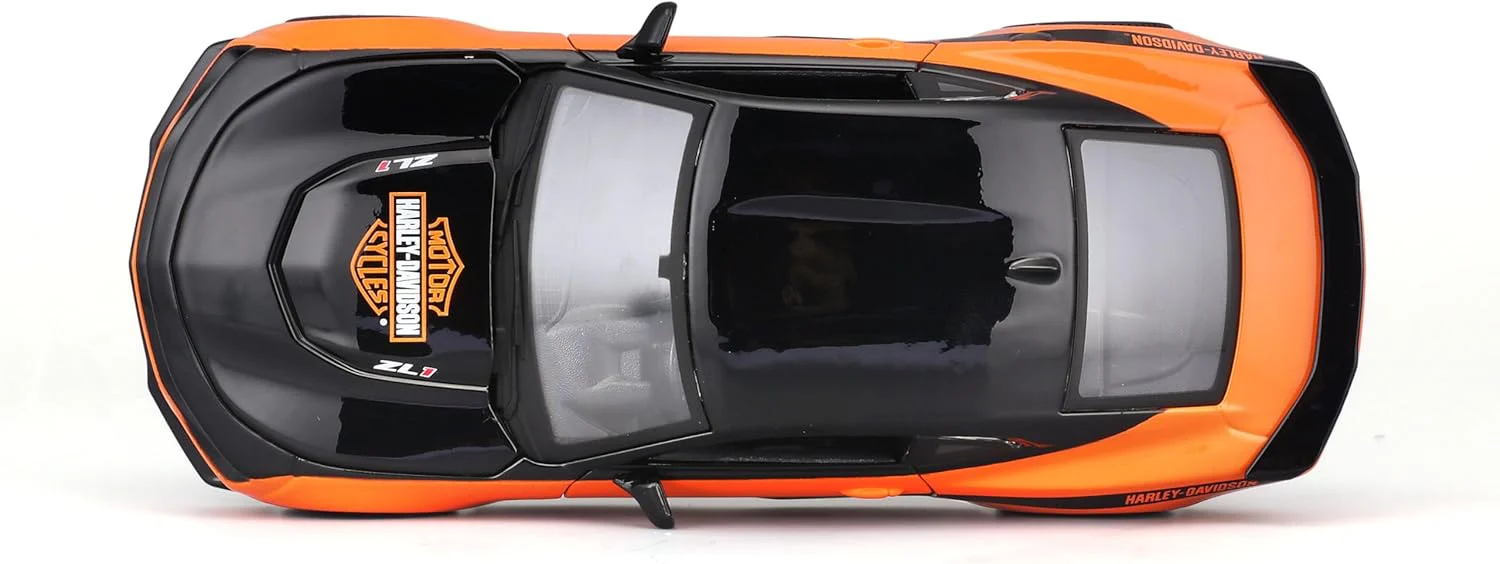 2017 Chevrolet Camaro ZL1 - Orange w/ Black Top (Harley-Davidson Custom) Diecast 1:24 Scale Model - Maisto 32271OR - Image 6