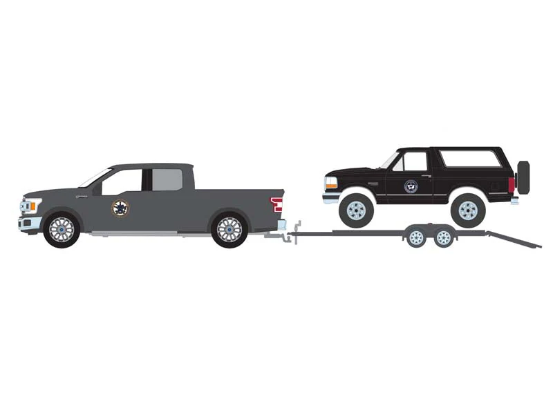 2018 Ford F-150 Montana Livestock Assoc. w/ 1992 Ford Bronco - Yellowstone (Hollywood Hitch & Tow) Series 11 Diecast 1:64 Model - Greenlight 31150C - Image 3