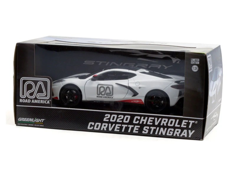 2020 Chevrolet Corvette C8 Stingray Coupe - White Official Pace Car (Road America) Diecast 1:24 Model Car - Greenlight 18259 - Image 2