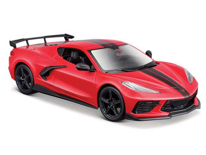 2020 Chevrolet Corvette Stingray Coupe - Red w/ Black Stripes (Special Edition) Diecast 1:24 Scale Model - Maisto 31534RD