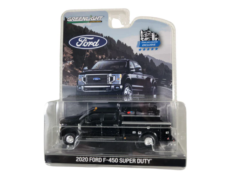 2020 Ford F-450 Super Duty Dually w/ Service Bed and Crane - Agate Black (Town & Country Toys) Diecast 1:64 Scale Model - Greenlight 51397B