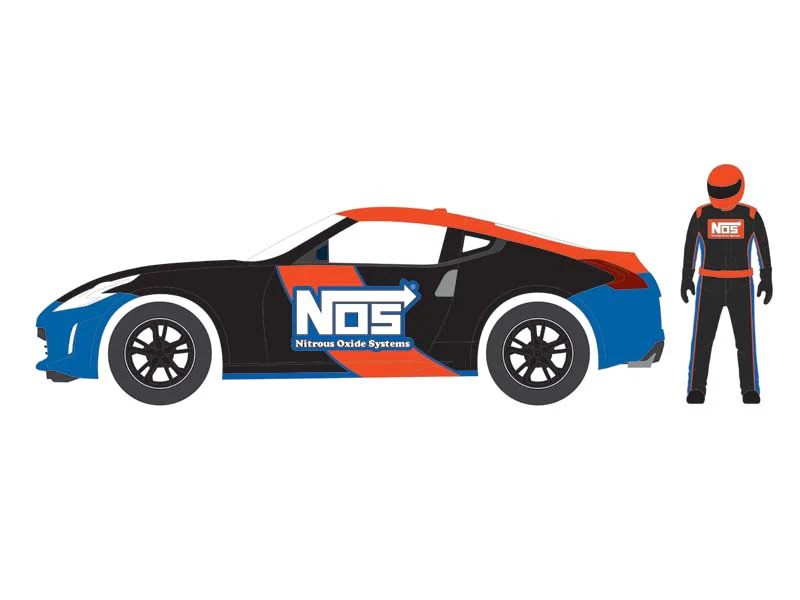 2020 Nissan 370Z w/ Race Car Driver - NOS Nitrous Oxide Systems (The Hobby Shop Series 16) Diecast 1:64 Scale Model - Greenlight 97160F - Image 2