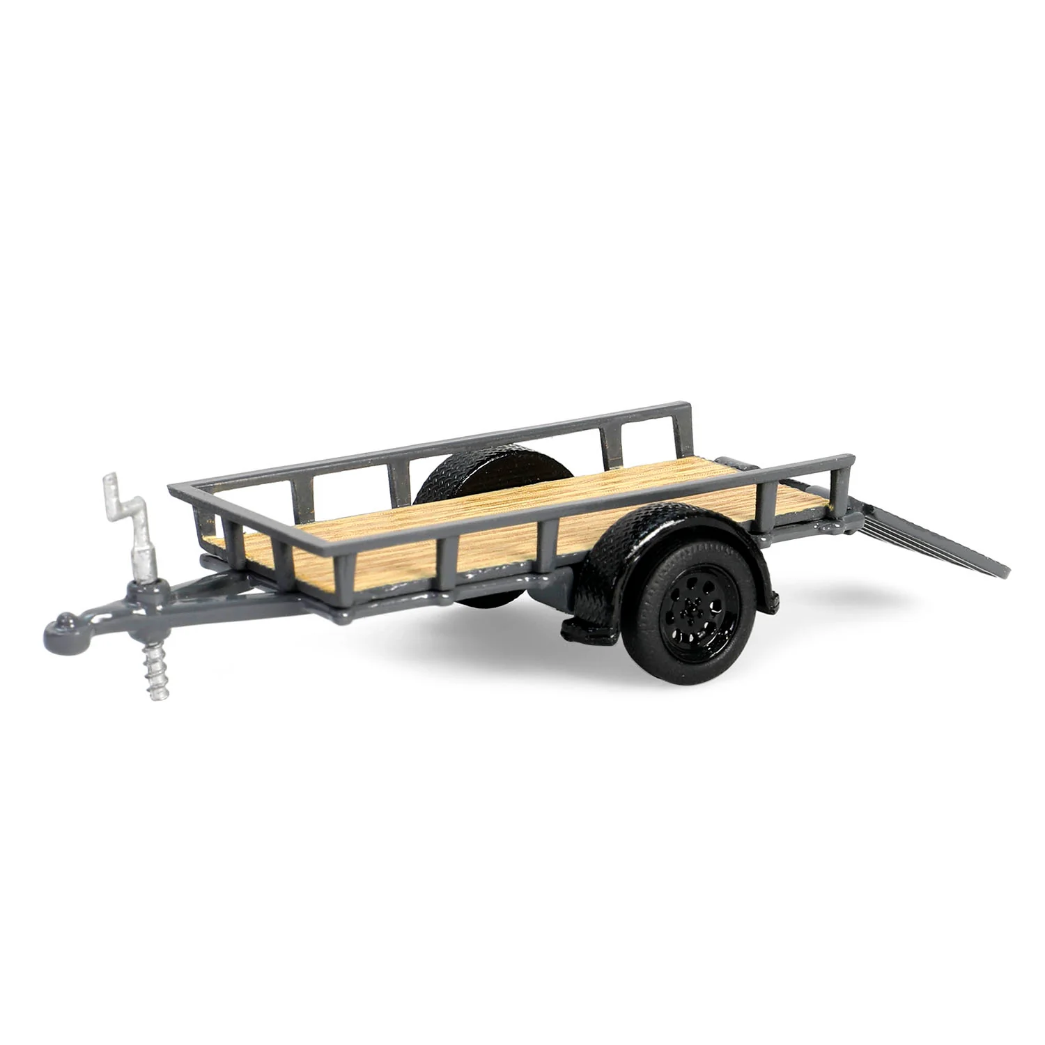 2021 Ford Bronco Black Diamond Blue Metallic w/ Trailer & Motorcycle - (Hitch & Tow Series 32) Diecast 1:64 Scale Model - Greenlight 32320C - Image 6