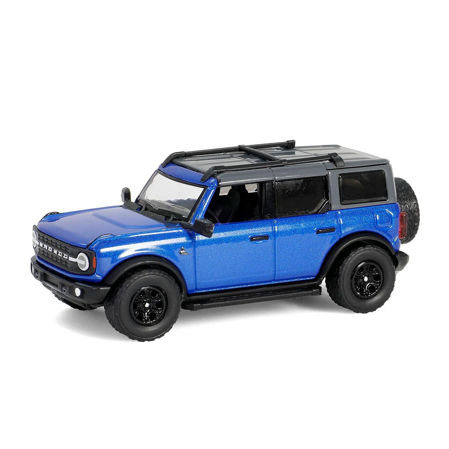 2021 Ford Bronco Black Diamond Blue Metallic w/ Trailer & Motorcycle - (Hitch & Tow Series 32) Diecast 1:64 Scale Model - Greenlight 32320C - Image 8