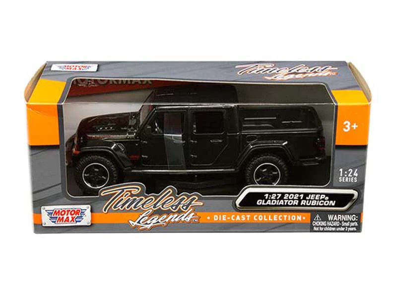 2021 Jeep Gladiator Rubicon - Black Closed Top (Timeless Legends) Diecast 1:24 Scale Model - Motormax 79368BK - Image 2