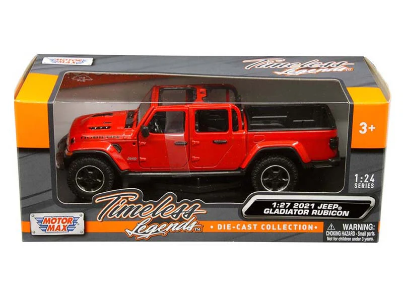 2021 Jeep Gladiator Rubicon - Open Top Pickup Truck Red (Timeless Legends) Diecast 1:27 Model - Motormax 79370RD - Image 2