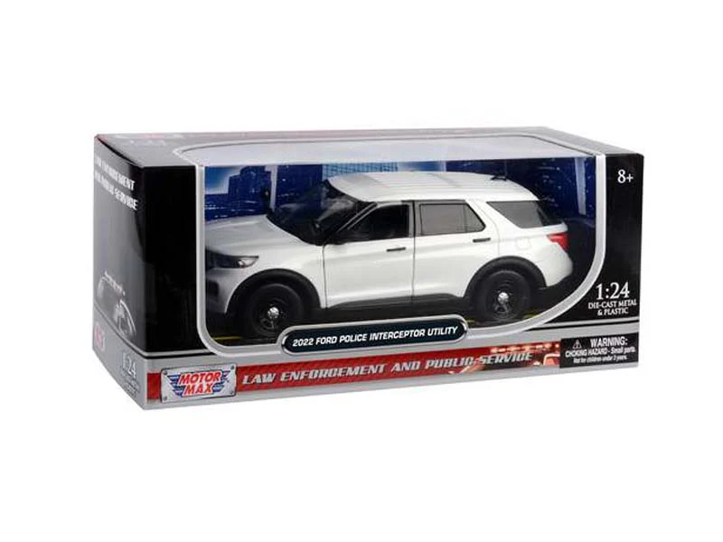 2022 Ford Explorer Police Interceptor Utility – White Diecast 1:24 Scale Model - Motormax 76990WH - Image 2