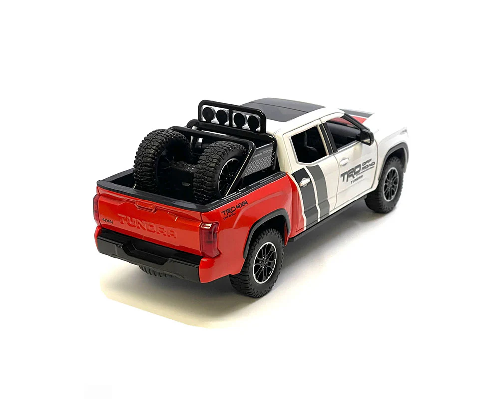 2023 Toyota Tundra TRD Off-Road Custom – White w/ Grey, Black, and Red Diecast 1:24 Scale Model - H08555-MJS03 - Image 2