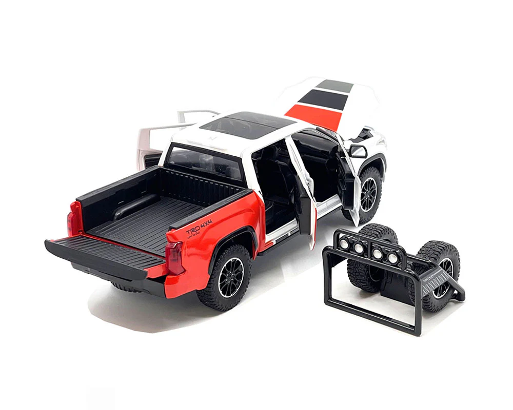 2023 Toyota Tundra TRD Off-Road Custom – White w/ Grey, Black, and Red Diecast 1:24 Scale Model - H08555-MJS03 - Image 3