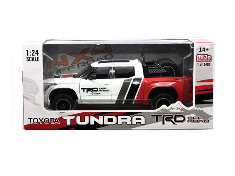 2023 Toyota Tundra TRD Off-Road Custom – White w/ Grey, Black, and Red Diecast 1:24 Scale Model - H08555-MJS03 - Image 4