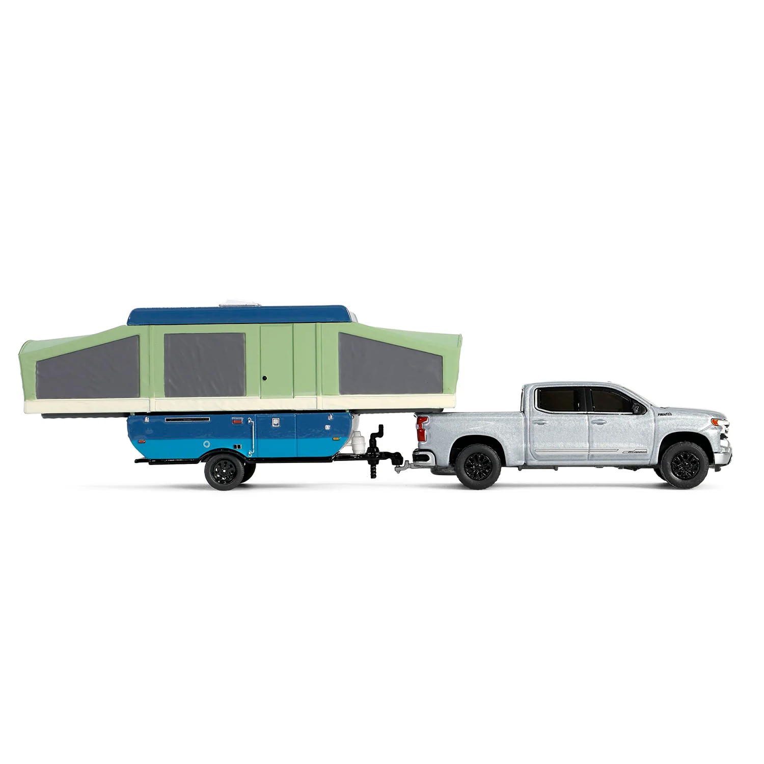 2024 Chevrolet Silverado High Country - Sterling Gray Metallic w/ Pop-Up Camper - (Hitch & Tow Series 32) Diecast 1:64 Scale Model - Greenlight 32320D - Image 5