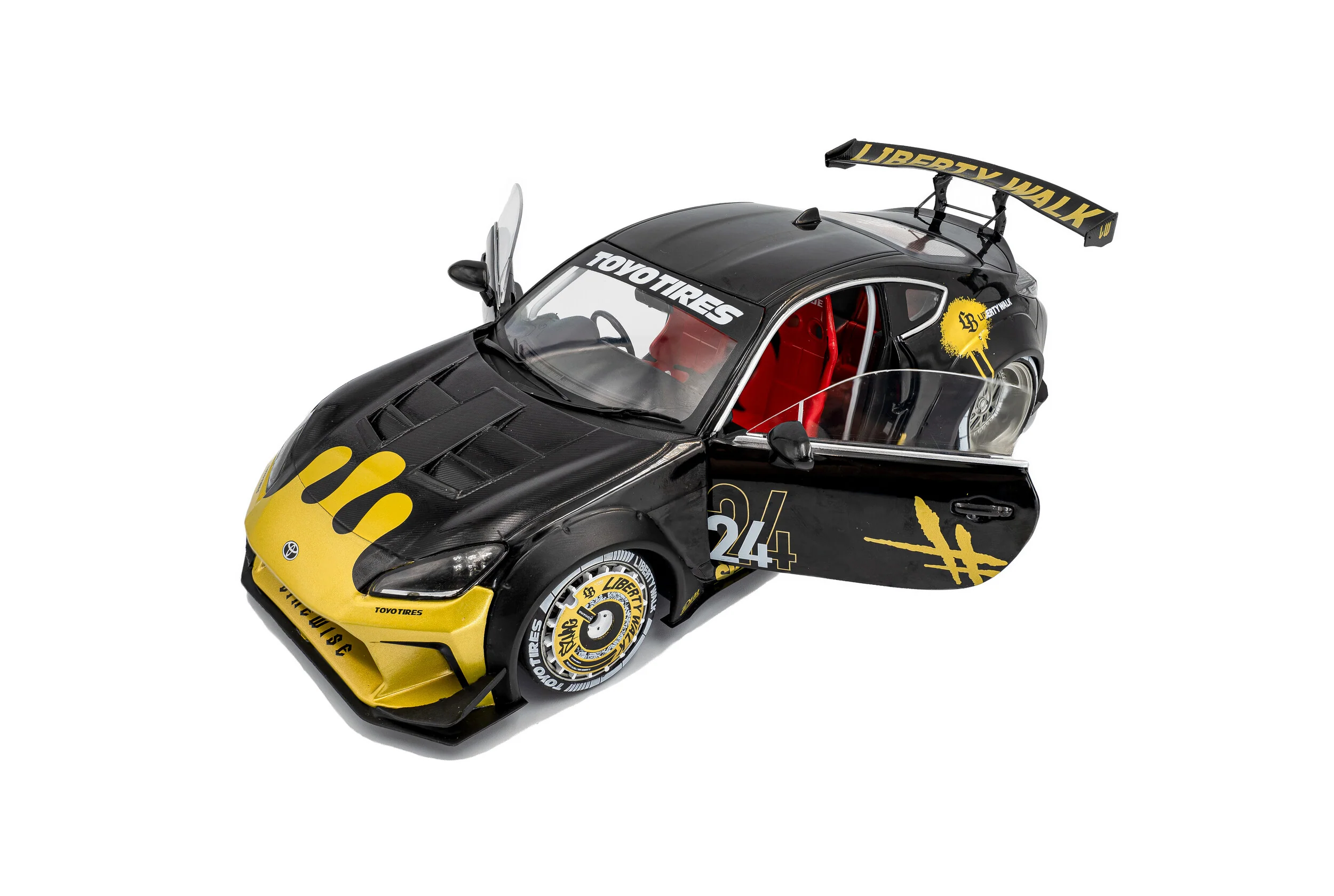 2024 Toyota GR86 Liberty Walk Body Kit Black & Gold Diecast 1:18 Scale Model - Solido S1813603 - Image 2