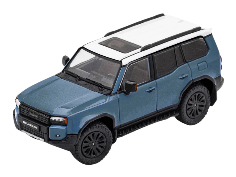 2024 Toyota Land Cruiser Prado LHD - Blue w/ White Top Diecast 1:64 Scale Model - GCD KS-075-421