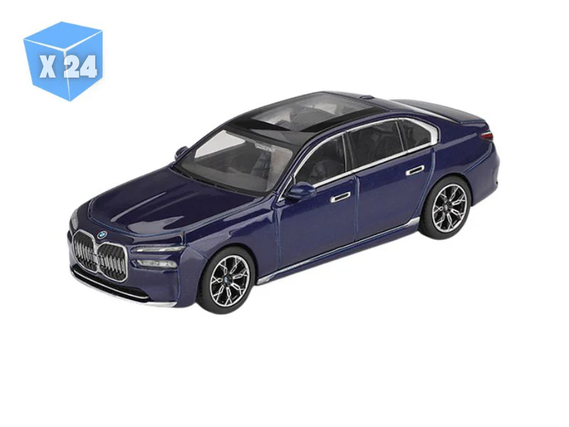 24 PACK BMW i7 xDrive60 – Tanzanite Blue Metallic (Mini GT) Diecast 1:64 Scale Model - TSM MGT01111