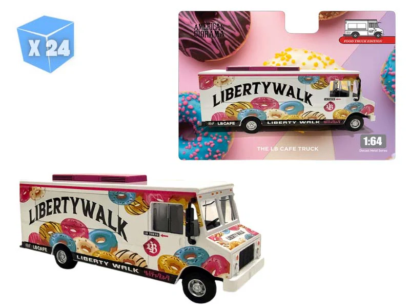 24 PACK Food Truck – Liberty Walk LB Cafe Truck Diecast 1:64 Scale Model - American Diorama AD70103