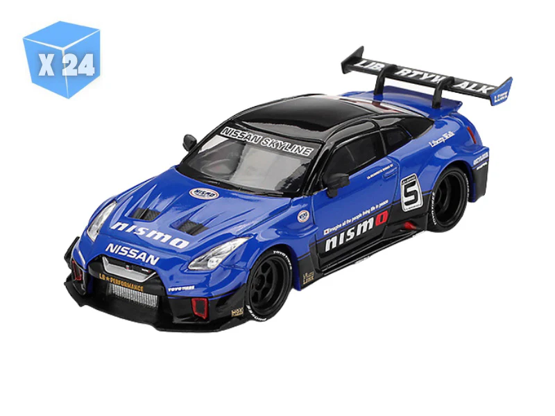 24 PACK Nissan 35GT-RR Ver.2 – Blue LB-Silhouette WORKS GT (Mini GT) Diecast 1:64 Scale Model - TSM MGT01124
