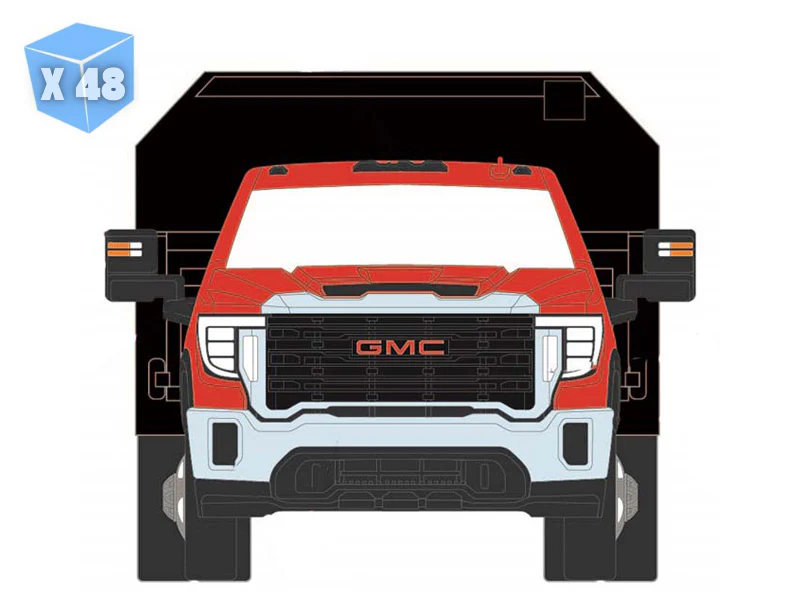 48 PACK 2022 GMC Sierra 3500HD w/ Dump Bed - Cardinal Red Diecast 1:64 Scale Model - Karson Diecast Co. 51563B - Image 8