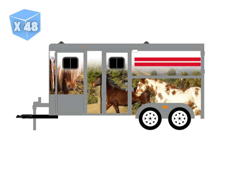 48 PACK Horse Trailer - Custom Horse Wrap (Down on the Farm Series 11) Diecast 1:64 Scale Model - Greenlight 48110F - Image 6