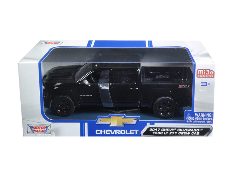 6 PACK 2017 Chevrolet Silverado 1500 LT Z71 Crew Cab - Black Diecast 1:24 Scale Model - Motormax 79348BK - Image 3