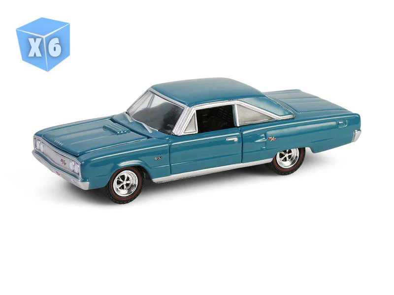 6 PACK 1967 Dodge Coronet R/T Hemi - Medium Turquoise (Anniversary Collection Series 17) Diecast 1:64 Scale Model - Greenlight 28160C
