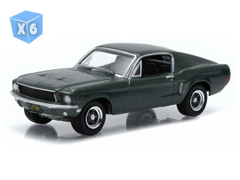 6 PACK 1968 Ford Mustang GT Fastback - Highland Green (Hobby Exclu.) Diecast 1:64 Scale Model - Greenlight 44723