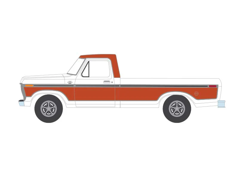 6 PACK 1977 Ford F150 Ranger XLT - Orange & White (All-Terrain Series 17) Diecast 1:64 Scale Model - Greenlight 35310D - Image 3