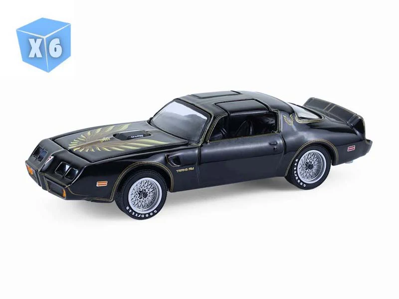 6 PACK 1979 Pontiac Firebird Trans Am - Rocky II (Hollywood Series 5) Diecast 1:64 Scale Model - Greenlight 44650C