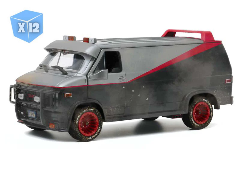 12 PACK 1983 GMC Vandura Weathered Version w/ Bullet Holes - The A-Team (Hollywood Series 11) Diecast 1:24 Scale Model - Greenlight 84112