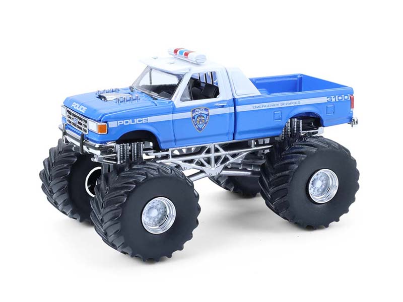 6 PACK 1990 Ford F-350 – NYPD (Kings of Crunch Special Edition – Hot Pursuit) Diecast 1:64 Scale Model - Greenlight 49170E - Image 2