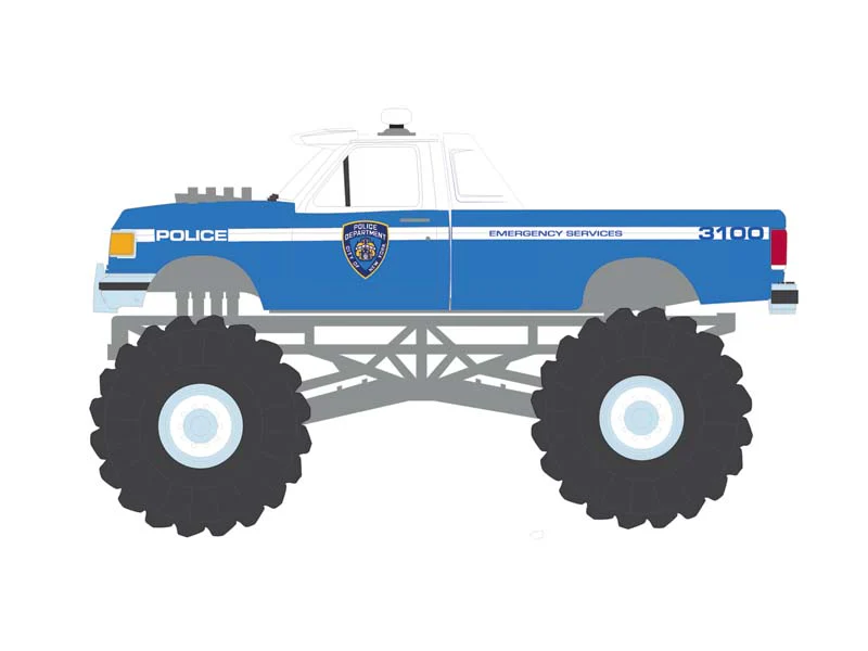 6 PACK 1990 Ford F-350 – NYPD (Kings of Crunch Special Edition – Hot Pursuit) Diecast 1:64 Scale Model - Greenlight 49170E - Image 9