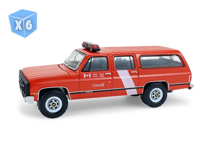6 PACK 1991 GMC Suburban - Canada Coast Guard (Hot Pursuit - Canada Special Edition) Diecast 1:64 Scale Model - Greenlight 43065F