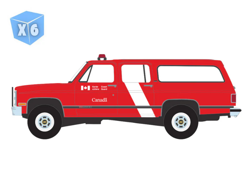 6 PACK 1991 GMC Suburban - Canada Coast Guard (Hot Pursuit - Canada Special Edition) Diecast 1:64 Scale Model - Greenlight 43065F - Image 8