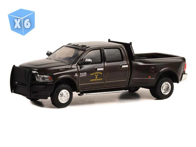 6 PACK 2017 Ram 3500 Laramie Dually - Yellowstone Dutton Ranch (Hollywood Series 38) Diecast 1:64 Scale Model - Greenlight 44980F