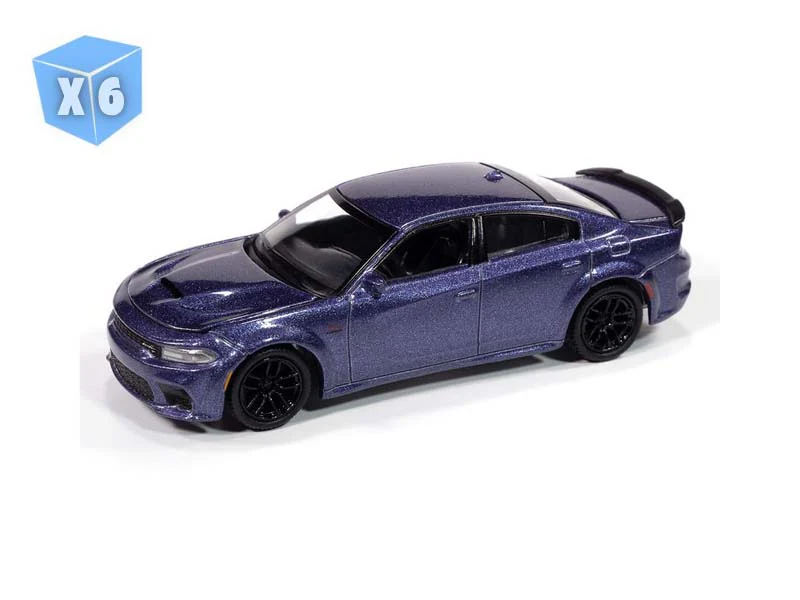6 PACK 2023 Dodge Charger Swinger R/T Scat Pack – Plum Crazy (Premium 2024 Release 3) Diecast 1:64 Scale Model - Auto World AWSP181B