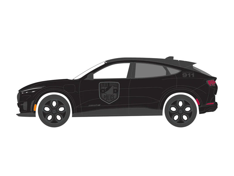6 PACK 2023 Ford Mustang Mach-E GT - Black Bandit Police (Black Bandit Series 28) Diecast 1:64 Scale Models - Greenlight 28130F - Image 3