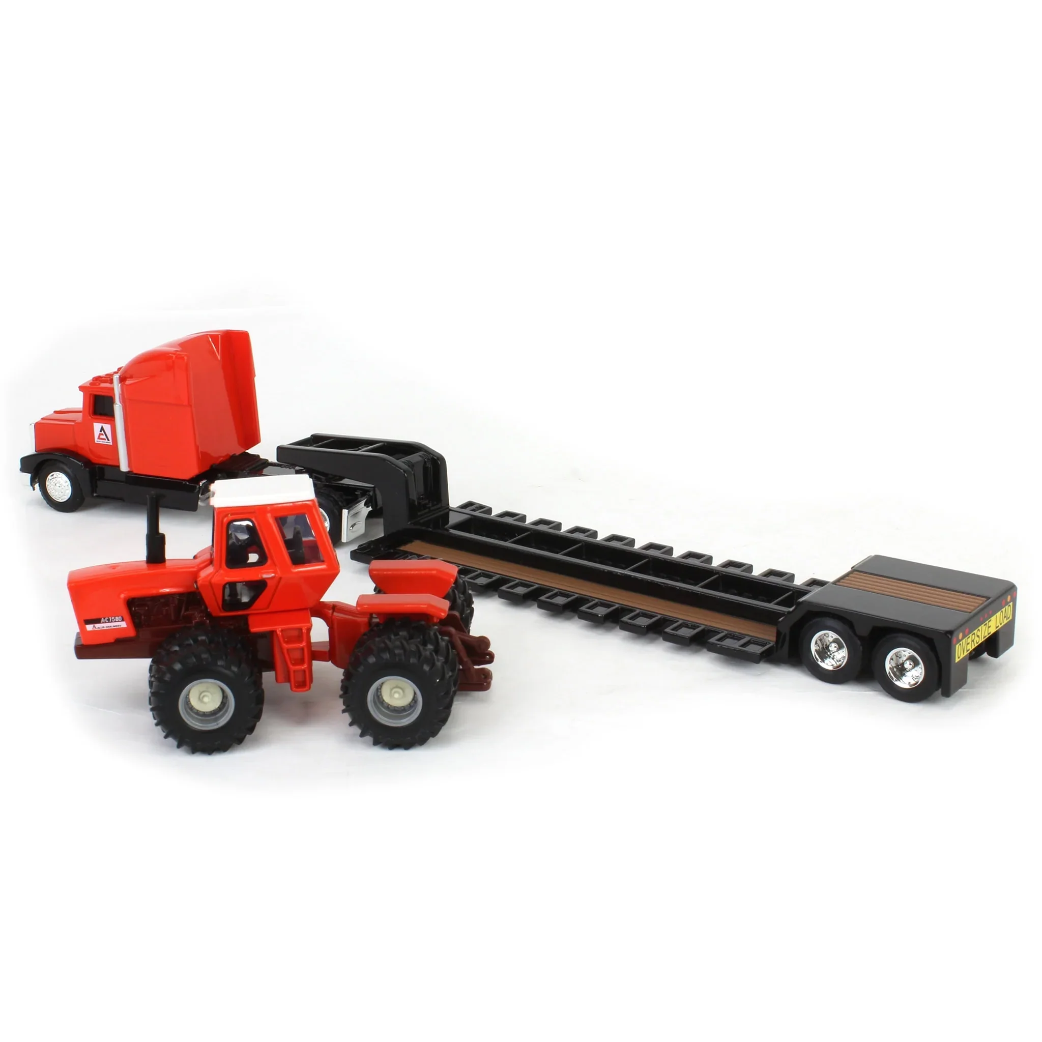 Allis Chalmers 7580 Maroon Belly w/ Semi & Lowboy Trailer Diecast 1:64 Scale Model - ERTL 16475 - Image 4