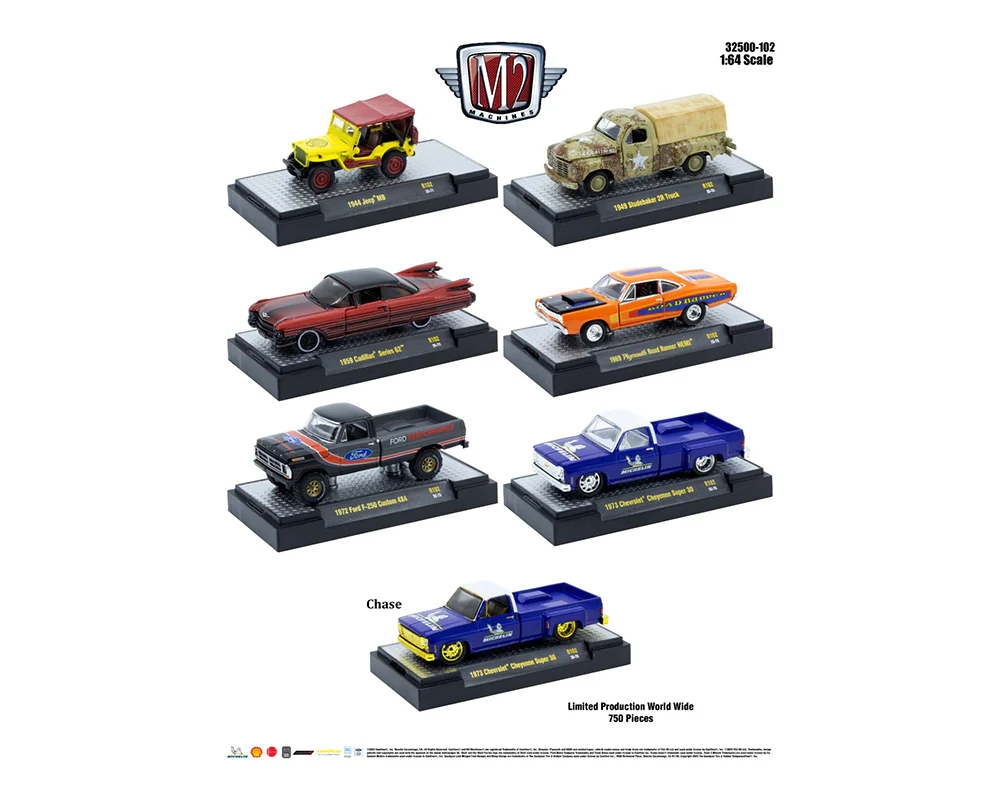 Auto-Thentics Release 102 Assortment SET OF 6 Diecast 1:64 Scale Models - M2 Machines 32500-102 - Image 2