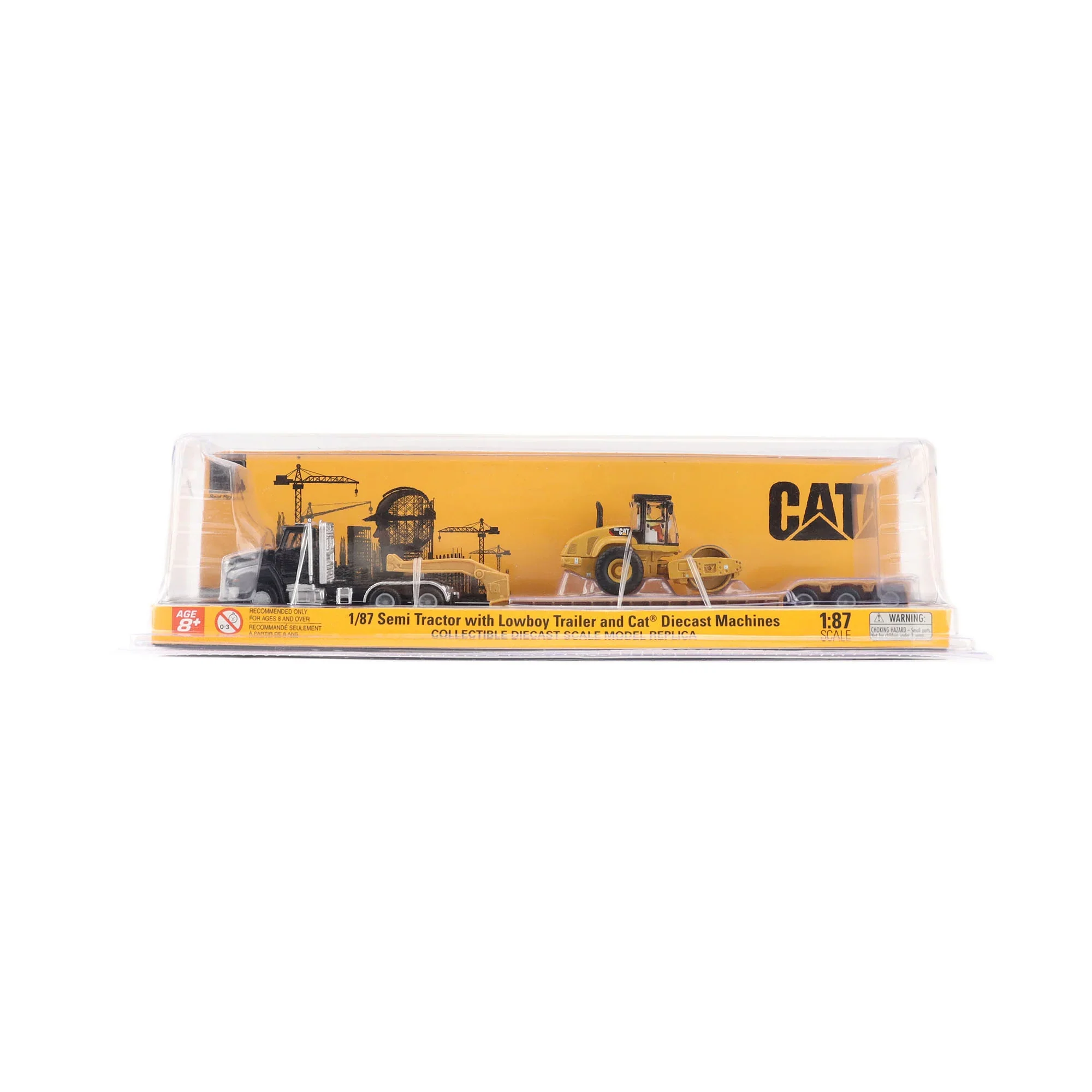 Black Kenworth T880 Tractor w/ Lowboy Trailer and CAT Roller Diecast 1:87 HO Scale Model - Diecast Masters 84425 - Image 2