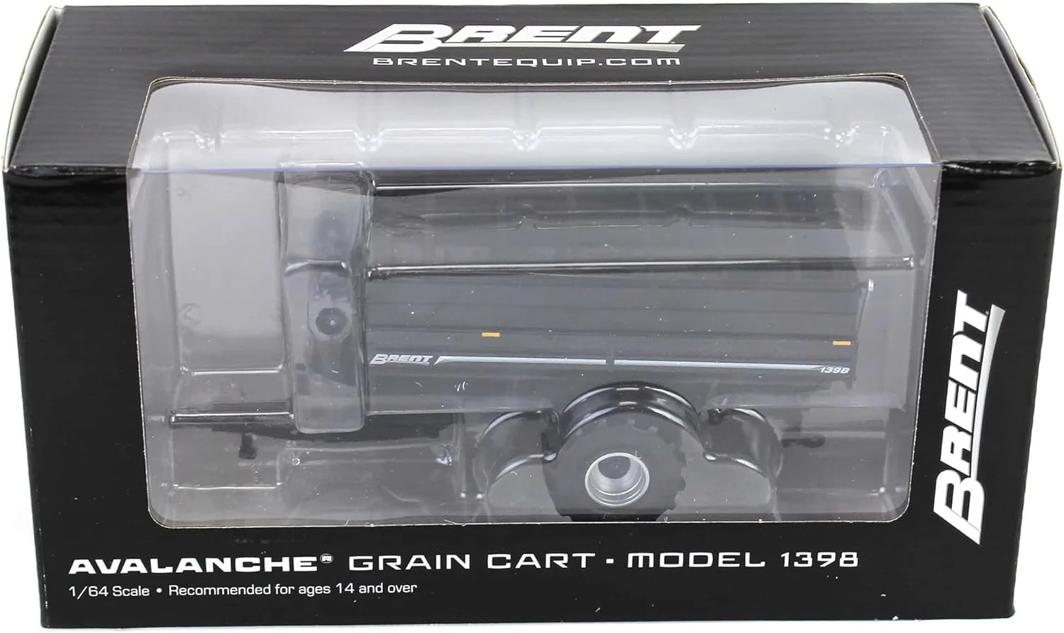 Brent 1398 Grain Cart w/ Flotation Tires - Metallic Black Diecast 1:64 Scale Model - SpecCast UBC064 - Image 5