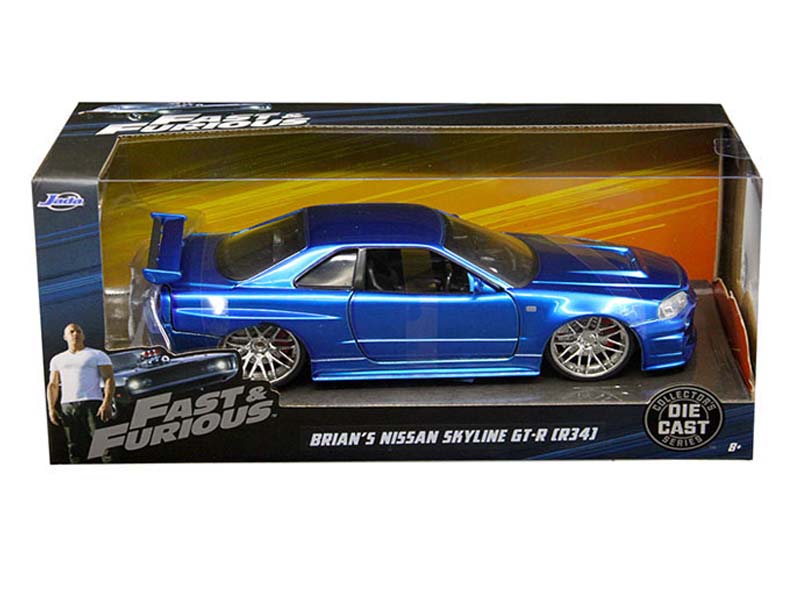 Brian’s 2002 Nissan Skyline GT-R R34 (Fast & Furious) Diecast 1:24 Scale Model - Jada 97173 - Image 2