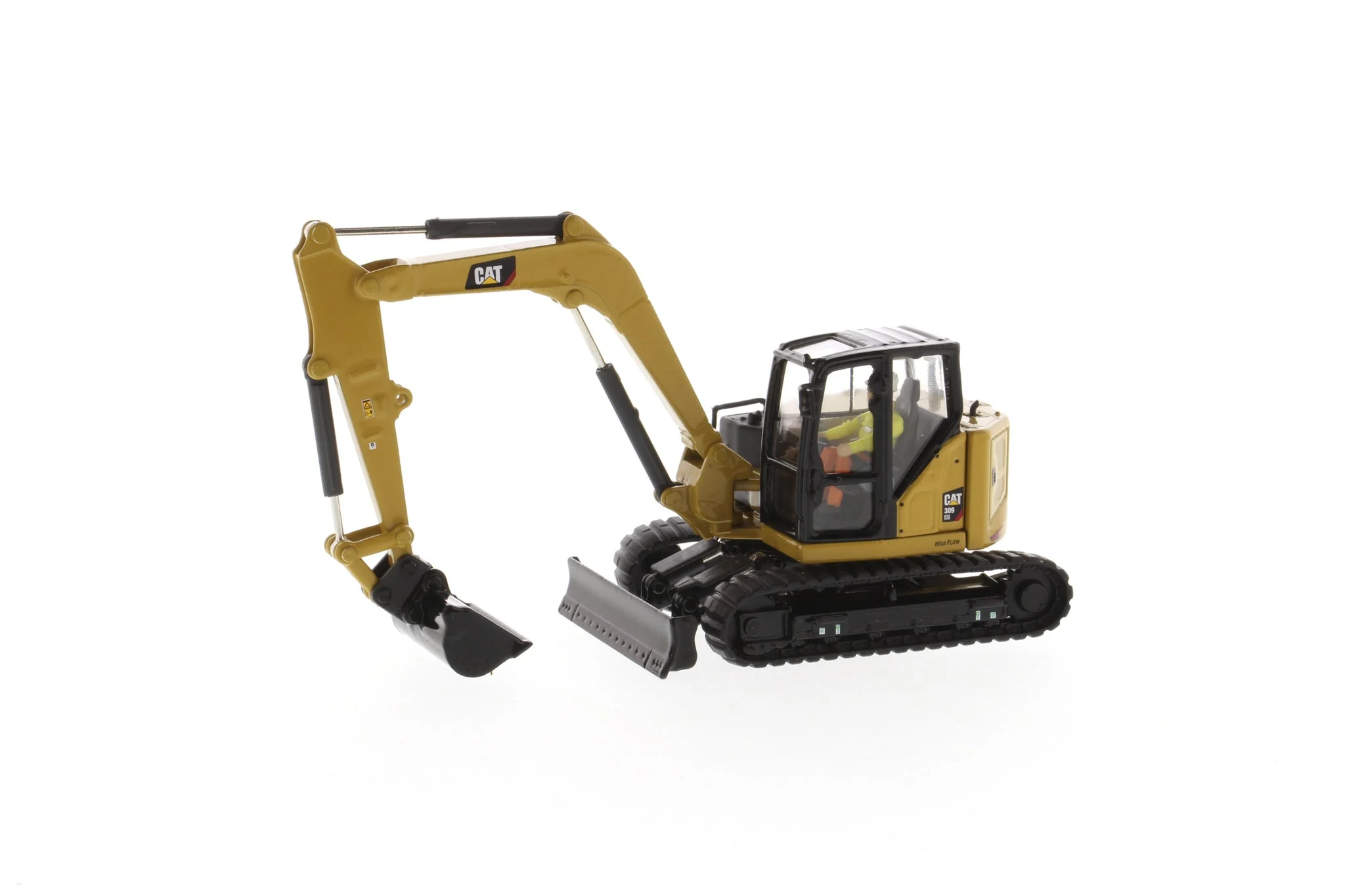 CAT Caterpillar 309 CR Next Generation Mini Hydraulic Excavator w/ Work Tools & Operator (High Line Series) 1:50 Scale Model - Diecast Masters 85592 - Image 3