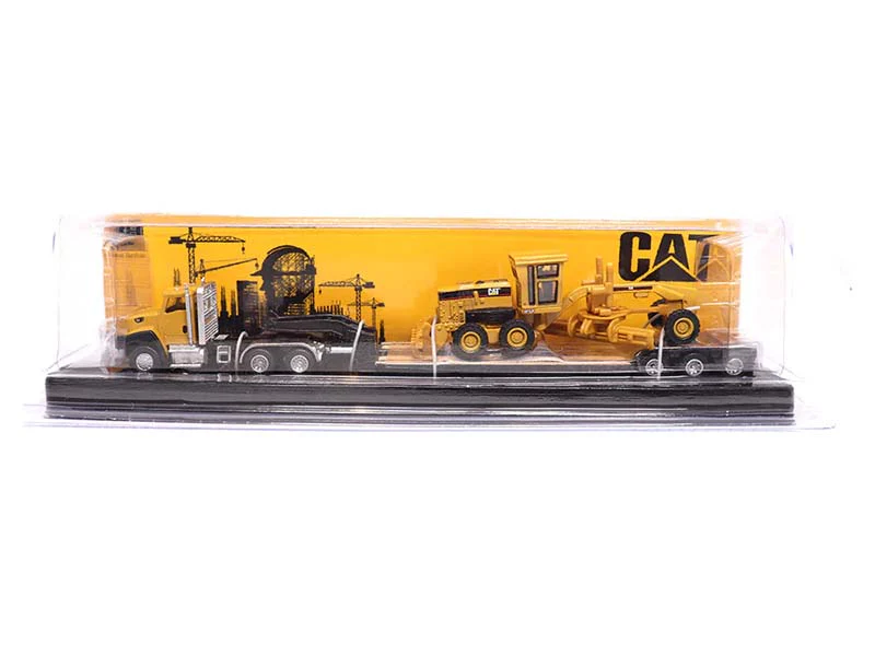 CAT Caterpillar CT660 Day Cab Tractor w/ Lowboy Trailer and Cat 163H Motor Grader 1:87 HO Scale Model - Diecast Masters 84414 - Image 2