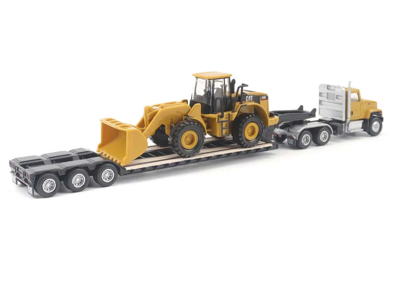 CAT Caterpillar CT681 Day Cab Tractor w/ Lowboy Trailer and CAT 950G Wheel Loader Diecast 1:87 HO Scale Model - Diecast Masters 84418 - Image 2